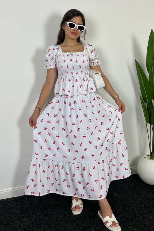 Ensemble jupe et Top cerises Assorti